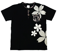 桜ヘンリー ヘンリーネック半袖Tシャツ